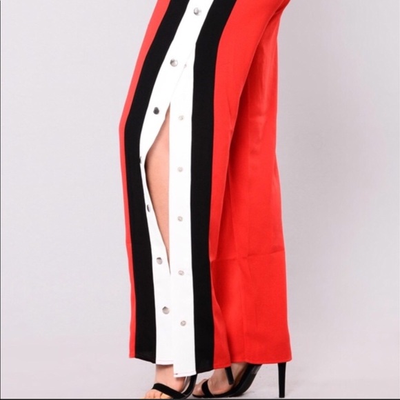 Fashion Nova Red Stripe Magnetic Snap Pants 📦 - Picture 6 of 7